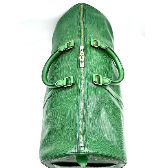 LOUIS VUITTON Green Epi Leather KeepAll Boston Travel Duffle Bag VI881 LV55 - Picture 5 of 15